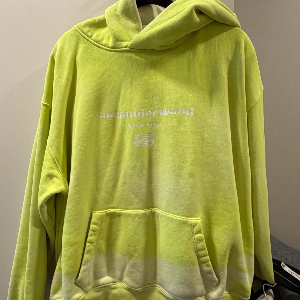 Alexander Wang Lime Green Logo Hoodie Oversized
